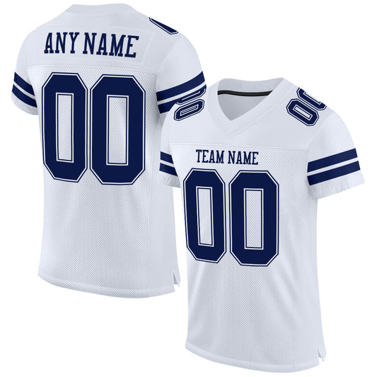 Custom White Navy-White Mesh Authentic Football Jersey - Sky-Custom
