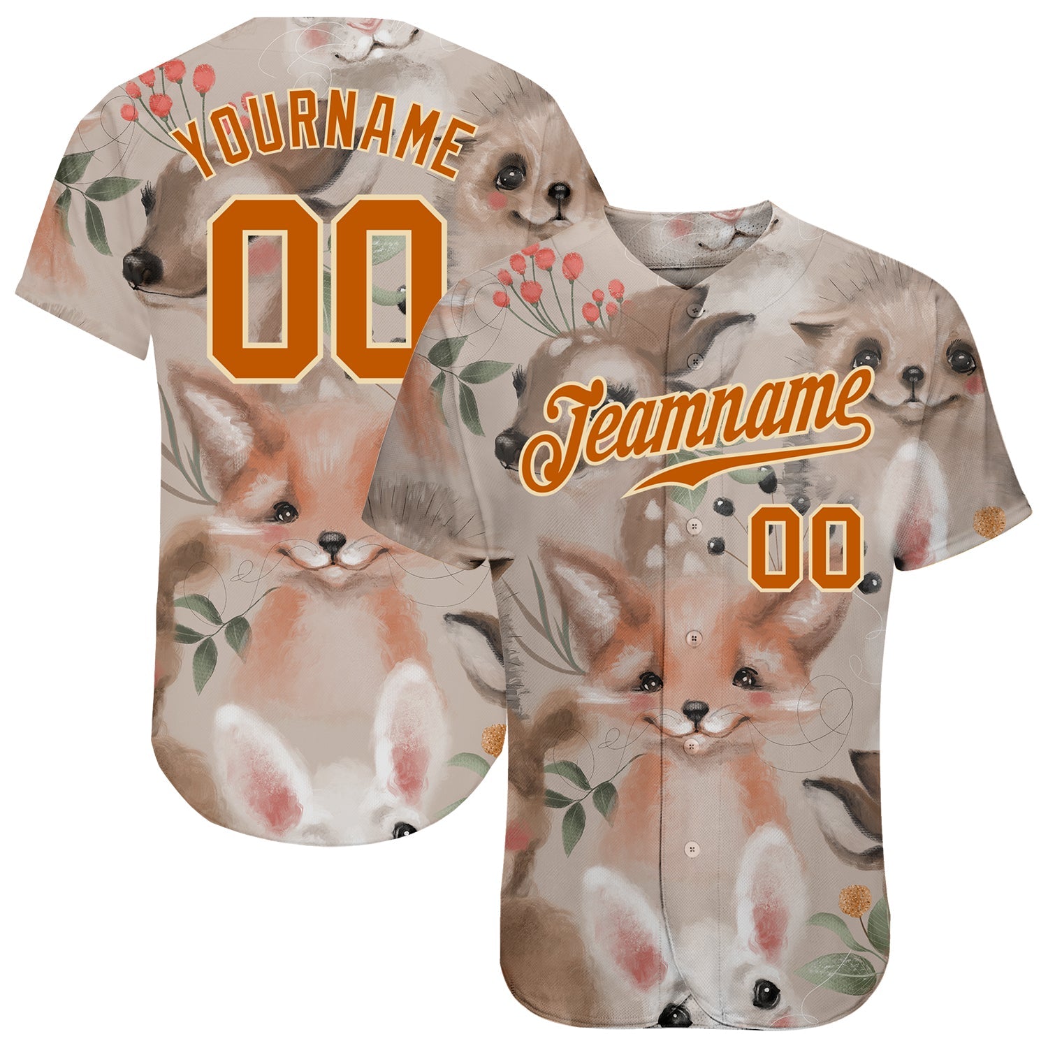 Custom White Texas Orange-Cream 3D Pattern Design Foxes Authentic Baseball Jersey - Sky-Custom