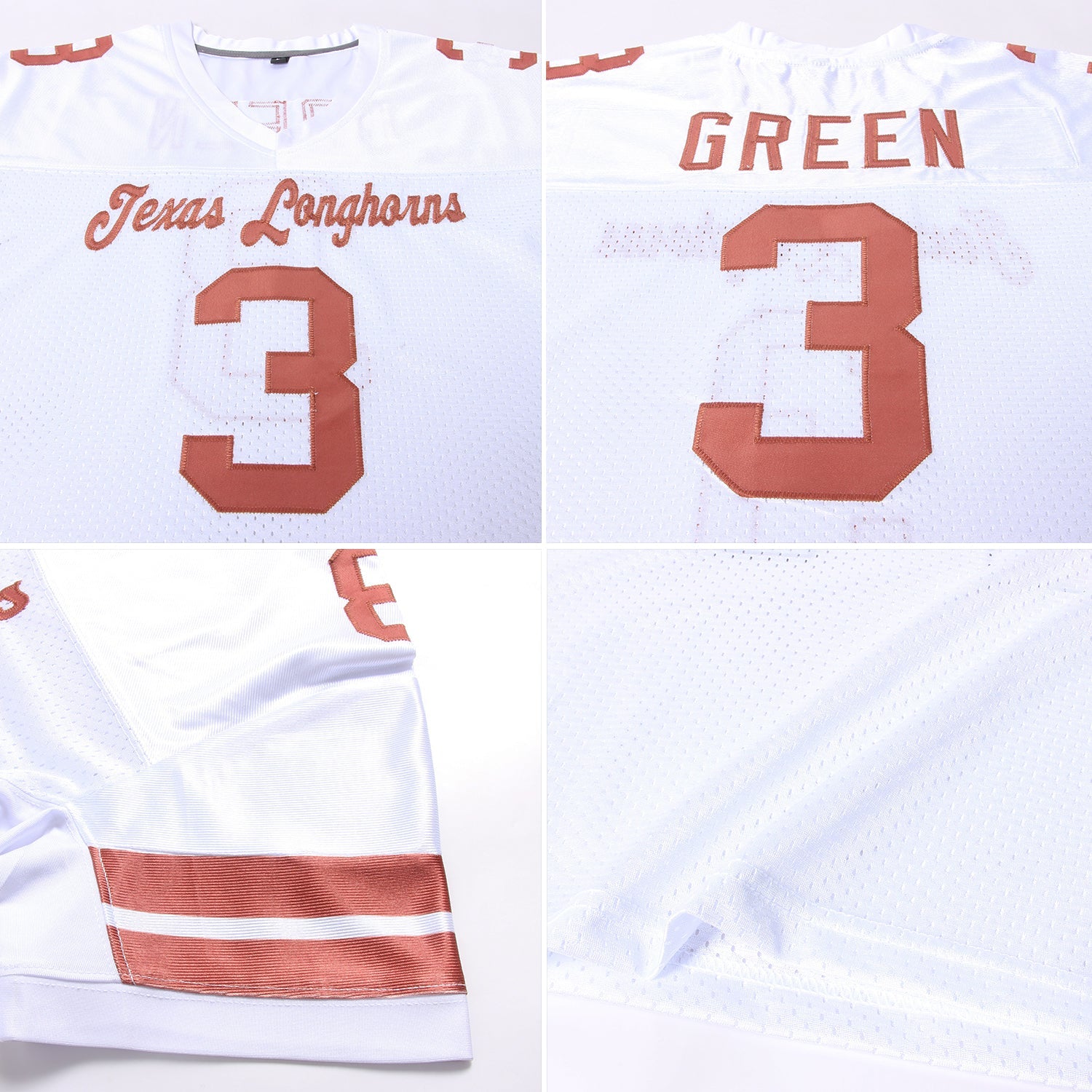 Custom White Texas Orange Mesh Authentic Football Jersey - Sky-Custom
