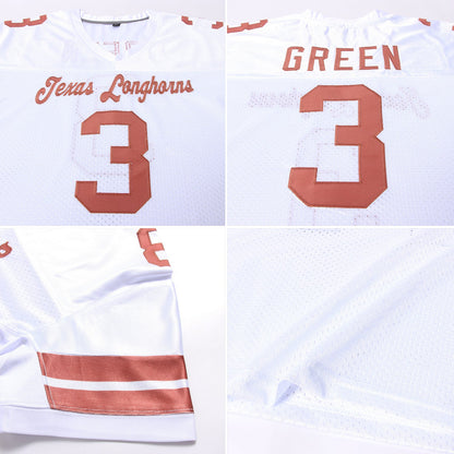 Custom White Texas Orange Mesh Authentic Football Jersey - Sky-Custom