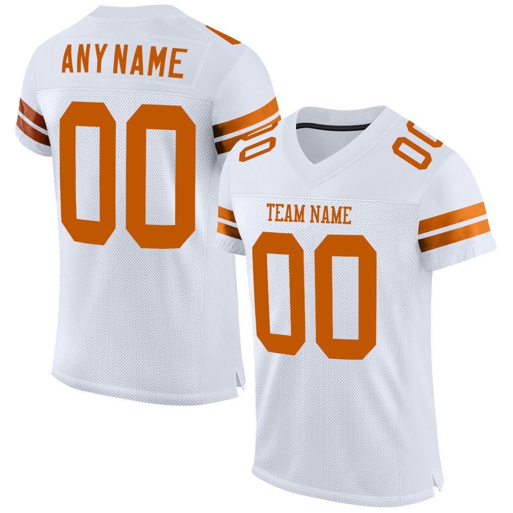 Custom White Texas Orange Mesh Authentic Football Jersey - Sky-Custom