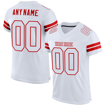 Custom White White-Red Mesh Authentic Football Jersey - Sky-Custom