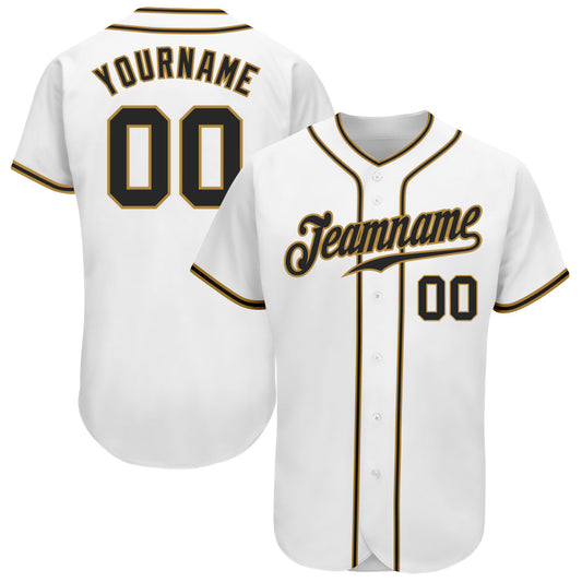 Custom White Black-Old Gold Authentic Baseball Jersey - Sky-Custom
