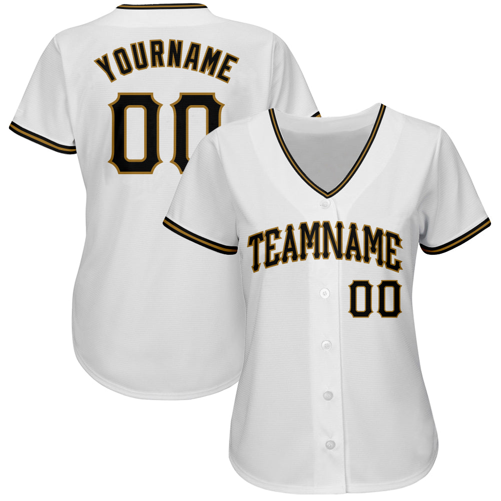 Custom White Black-Old Gold Authentic Baseball Jersey - Sky-Custom