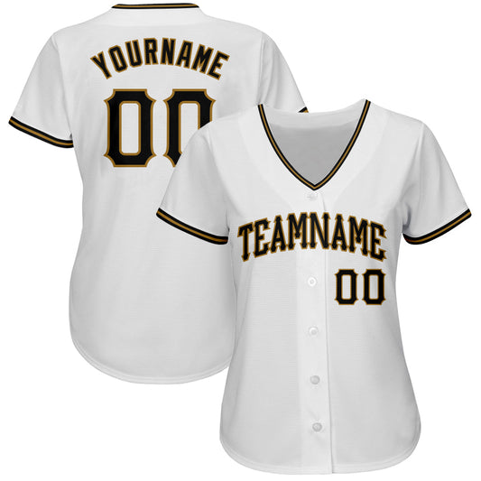 Custom White Black-Old Gold Authentic Baseball Jersey - Sky-Custom