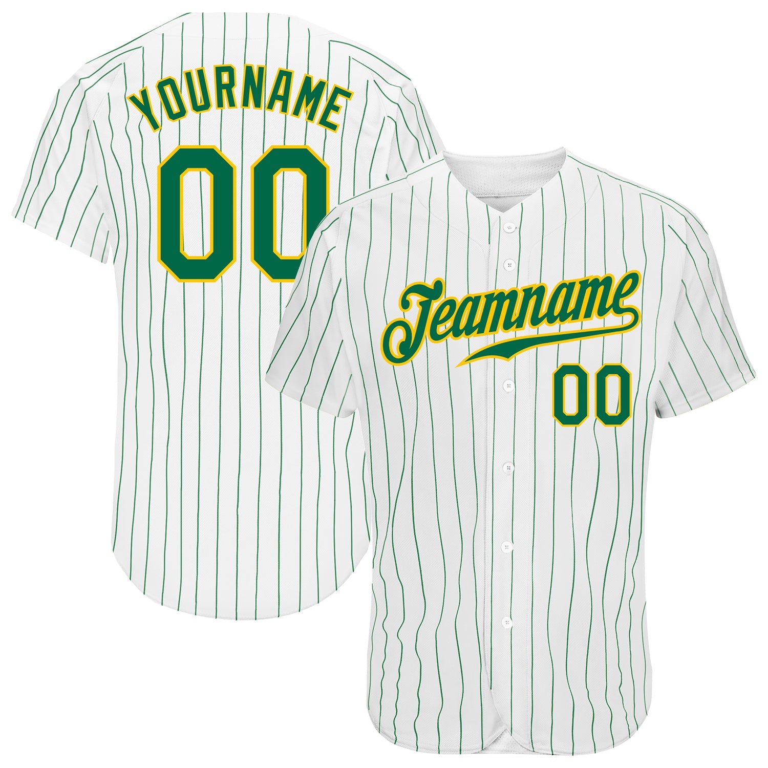 Custom White Kelly Green Pinstripe Kelly Green-Gold Authentic Baseball Jersey - Sky-Custom
