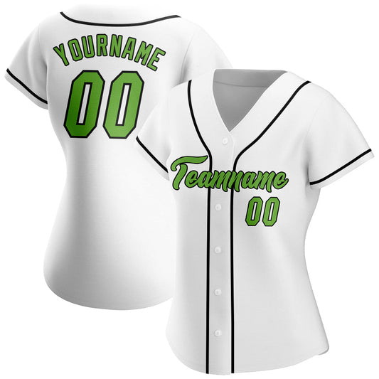 Custom White Neon Green-Black Authentic Baseball Jersey - Sky-Custom