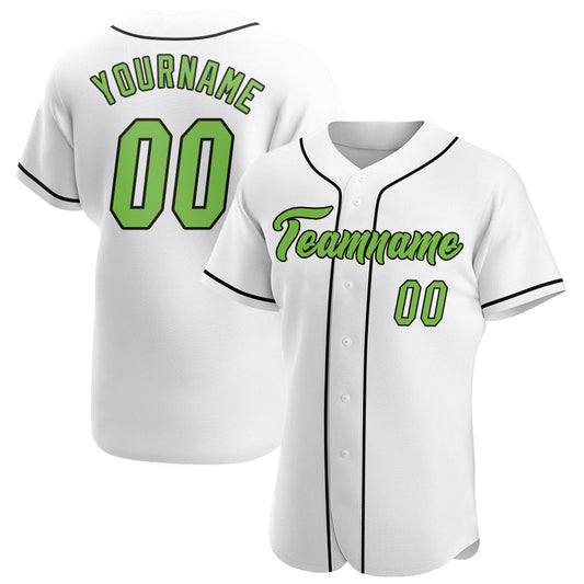 Custom White Neon Green-Black Authentic Baseball Jersey - Sky-Custom