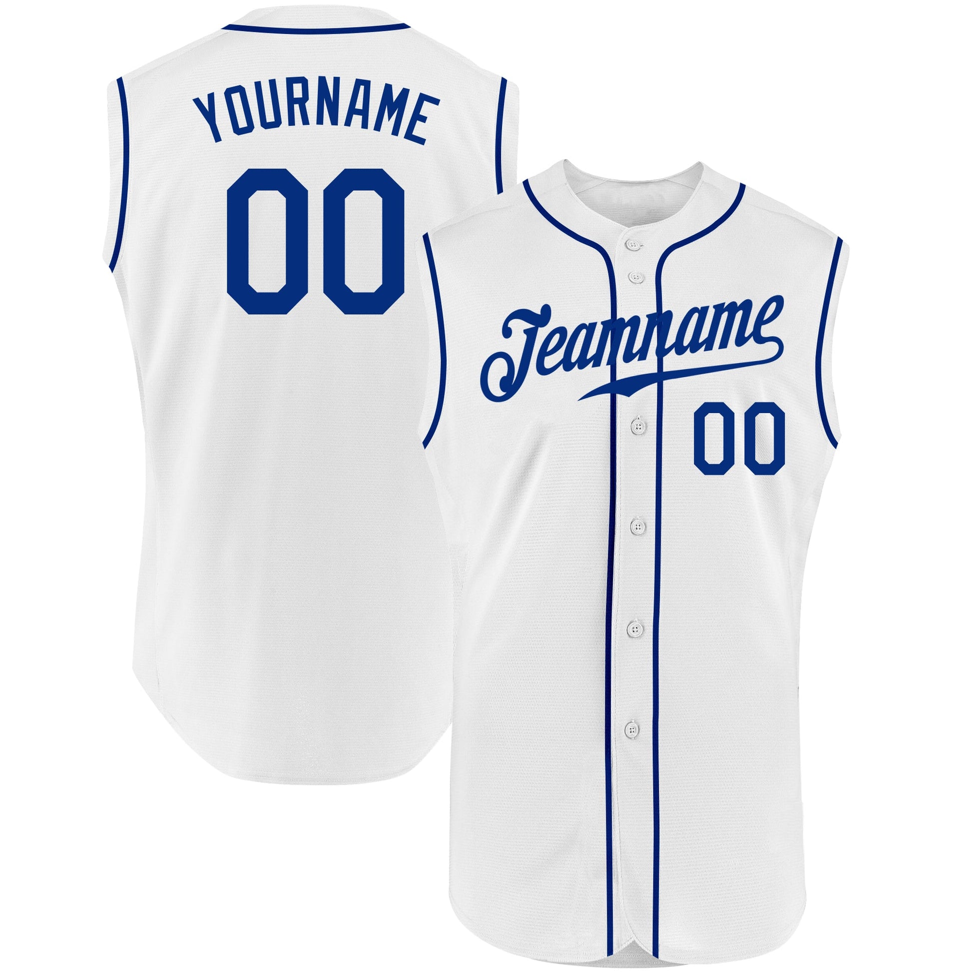 Custom White Royal Authentic Sleeveless Baseball Jersey - Sky-Custom