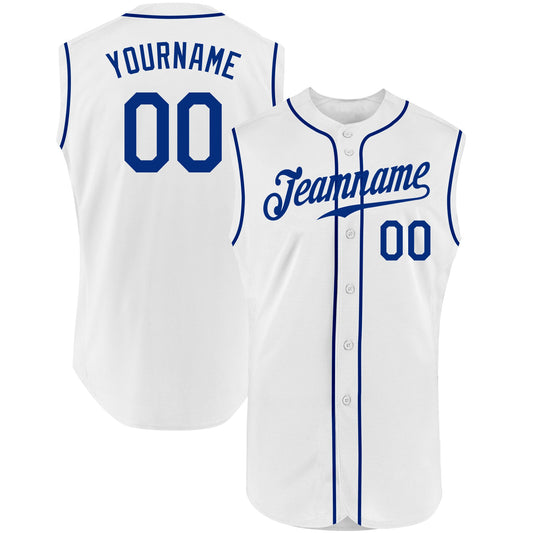 Custom White Royal Authentic Sleeveless Baseball Jersey - Sky-Custom