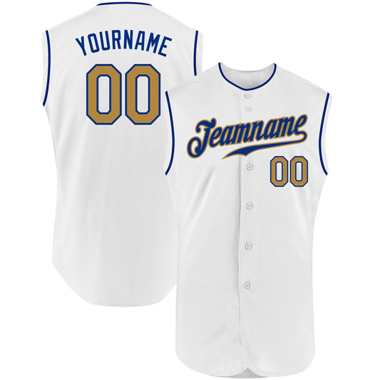 Custom White Old Gold-Royal Authentic Sleeveless Baseball Jersey - Sky-Custom