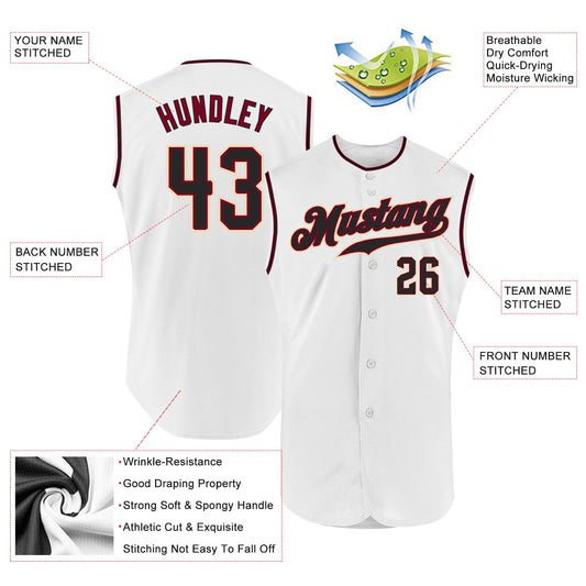 Custom White Black-Crimson Authentic Sleeveless Baseball Jersey - Sky-Custom