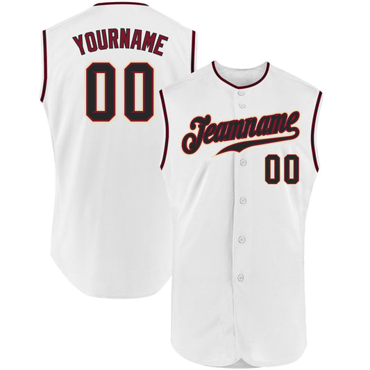 Custom White Black-Crimson Authentic Sleeveless Baseball Jersey - Sky-Custom