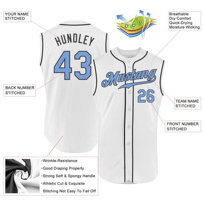 Custom White Light Blue-Steel Gray Authentic Sleeveless Baseball Jersey - Sky-Custom