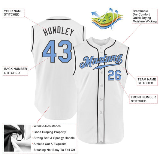 Custom White Light Blue-Steel Gray Authentic Sleeveless Baseball Jersey - Sky-Custom