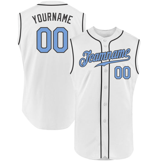 Custom White Light Blue-Steel Gray Authentic Sleeveless Baseball Jersey - Sky-Custom