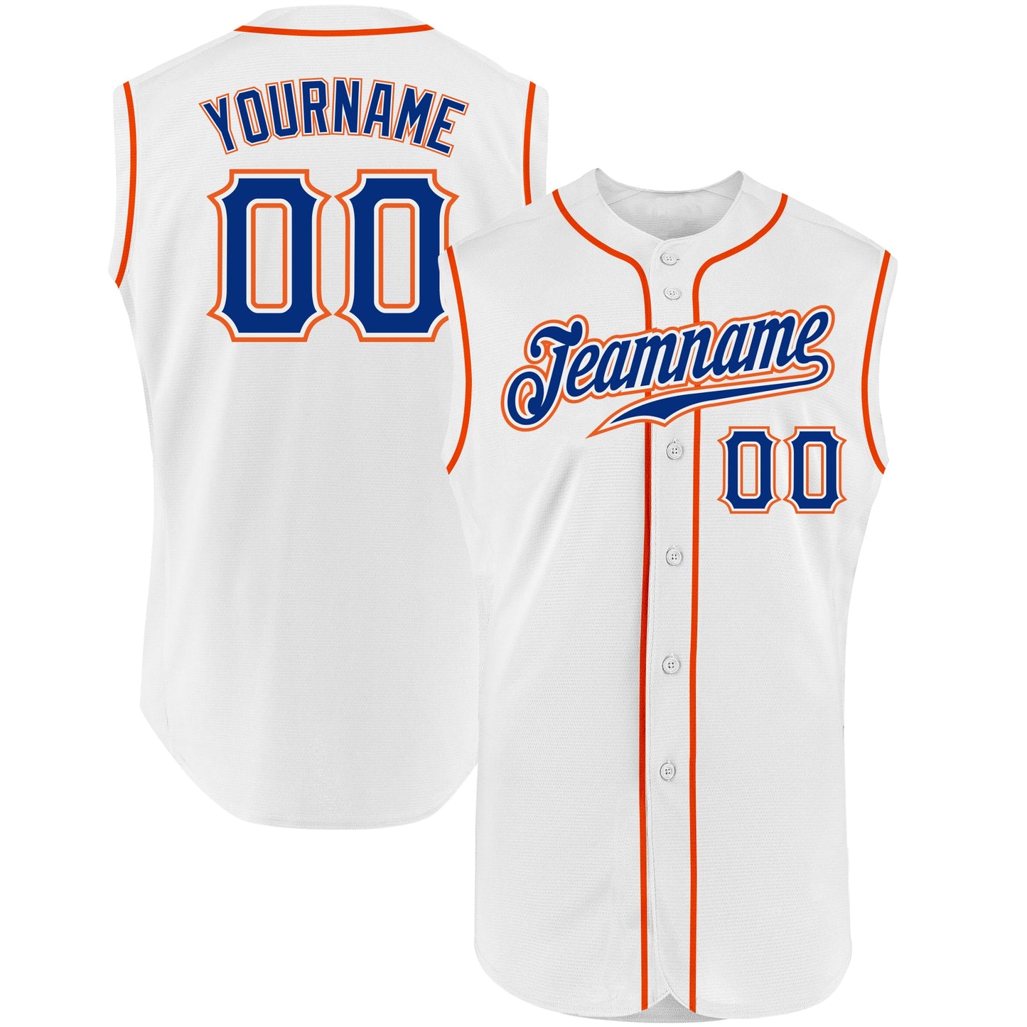 Custom White Royal-Orange Authentic Sleeveless Baseball Jersey - Sky-Custom