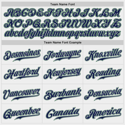 Custom White Green-Navy Authentic Baseball Jersey - Sky-Custom