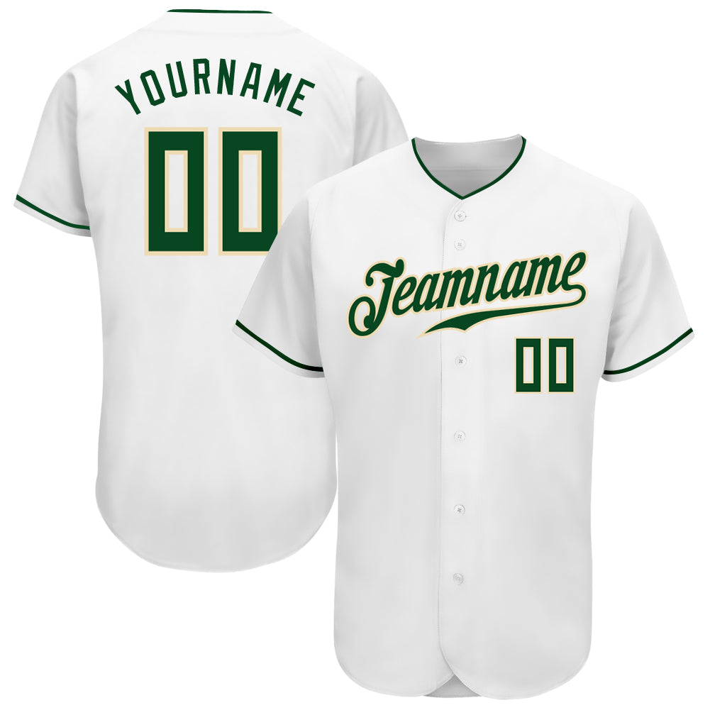 Custom White Green-Cream Authentic Baseball Jersey - Sky-Custom