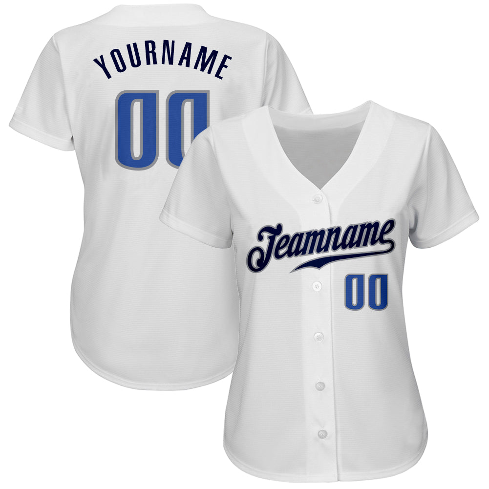 Custom White Blue-Navy Authentic Baseball Jersey - Sky-Custom