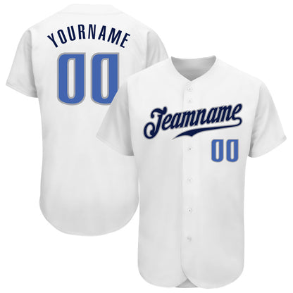 Custom White Blue-Navy Authentic Baseball Jersey - Sky-Custom
