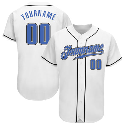 Custom White Blue-Gray Authentic Baseball Jersey - Sky-Custom