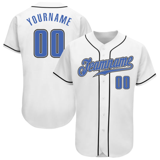 Custom White Blue-Gray Authentic Baseball Jersey - Sky-Custom