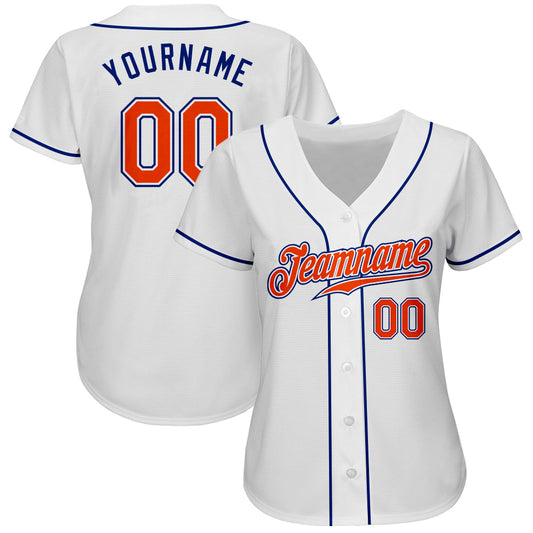 Custom White Orange-Royal Authentic Baseball Jersey - Sky-Custom