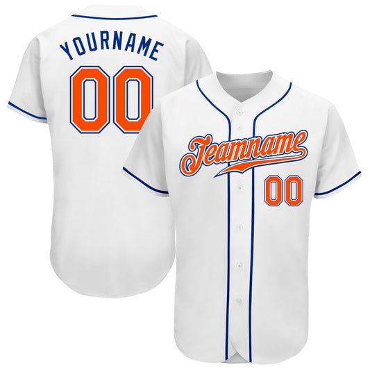 Custom White Orange-Royal Authentic Baseball Jersey - Sky-Custom