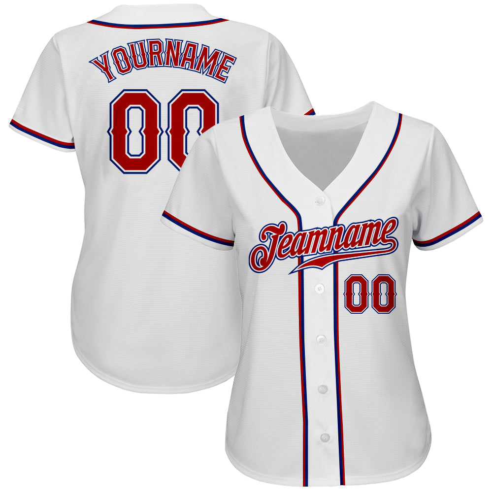 Custom White Red-Royal Authentic Baseball Jersey - Sky-Custom