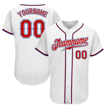 Custom White Red-Royal Authentic Baseball Jersey - Sky-Custom