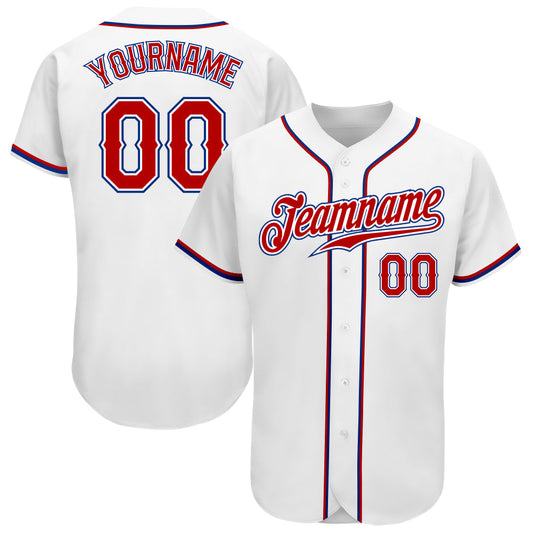 Custom White Red-Royal Authentic Baseball Jersey - Sky-Custom