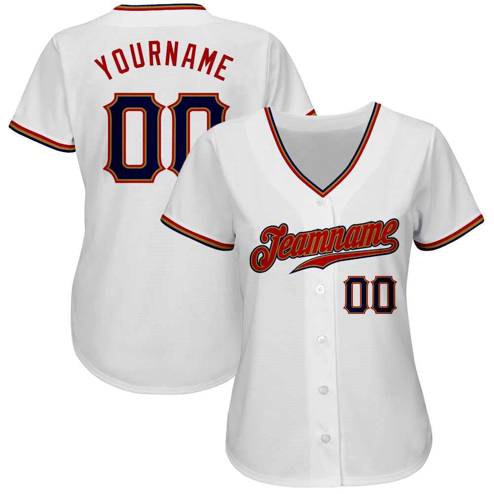 Custom White Navy-Old Gold Authentic Baseball Jersey - Sky-Custom