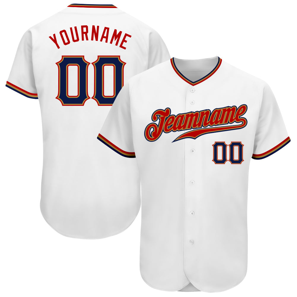 Custom White Navy-Old Gold Authentic Baseball Jersey - Sky-Custom