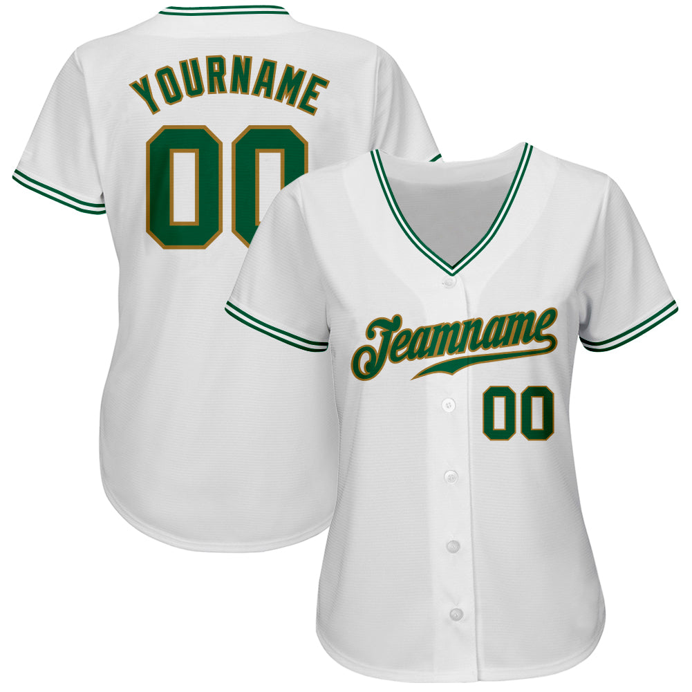 Custom White Kelly Green-Old Gold Authentic Baseball Jersey - Sky-Custom