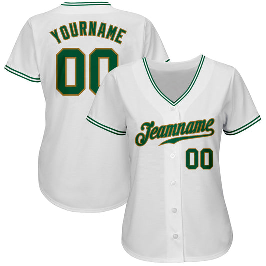 Custom White Kelly Green-Old Gold Authentic Baseball Jersey - Sky-Custom