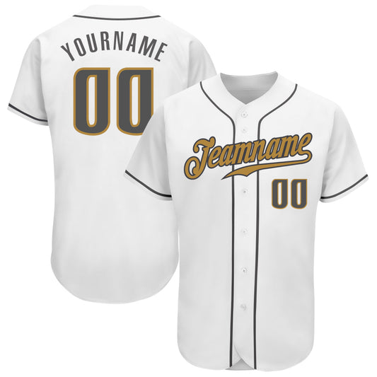 Custom White Steel Gray-Old Gold Authentic Baseball Jersey - Sky-Custom