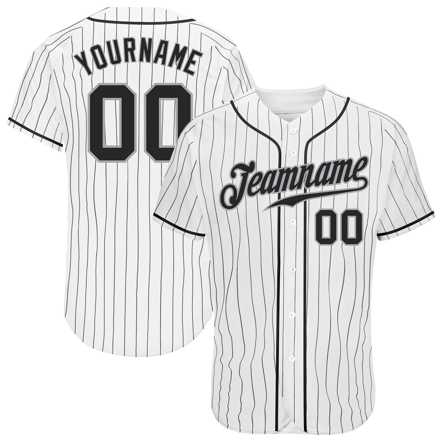 Custom White Black Pinstripe Black-Gray Authentic Baseball Jersey - Sky-Custom