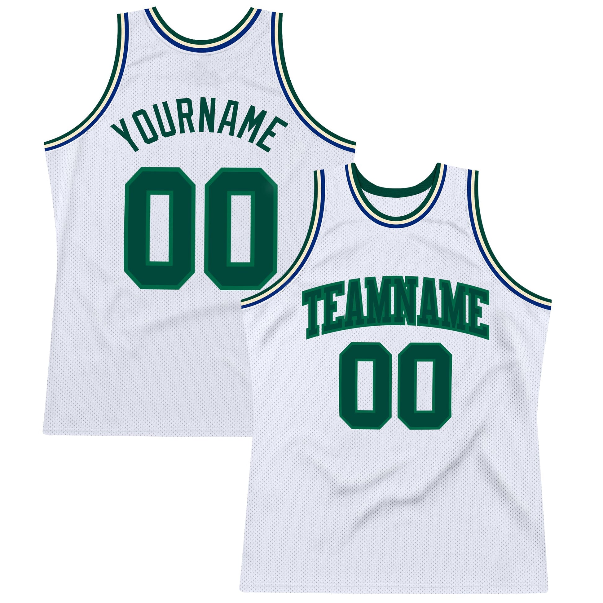 Custom White Green-Kelly Green Authentic Throwback Basketball Jersey - Sky-Custom