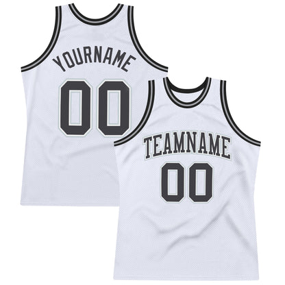 Custom White Steel Gray-Silver Authentic Throwback Basketball Jersey - Sky-Custom