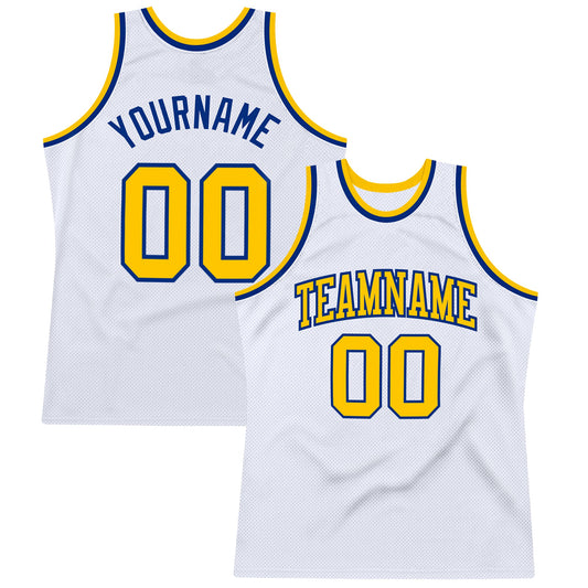 Custom White Gold-Royal Authentic Throwback Basketball Jersey - Sky-Custom