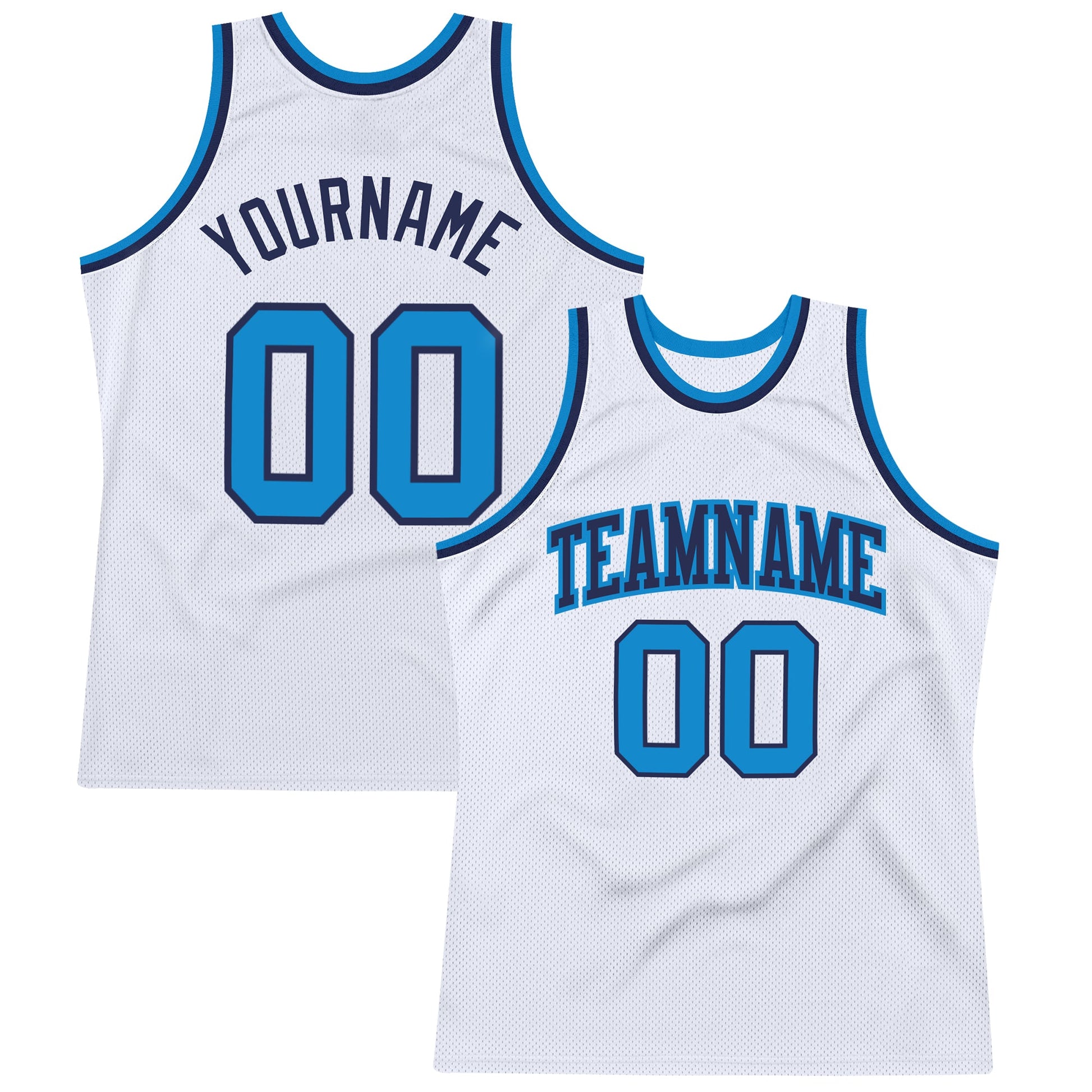 Custom White Blue-Navy Authentic Throwback Basketball Jersey - Sky-Custom