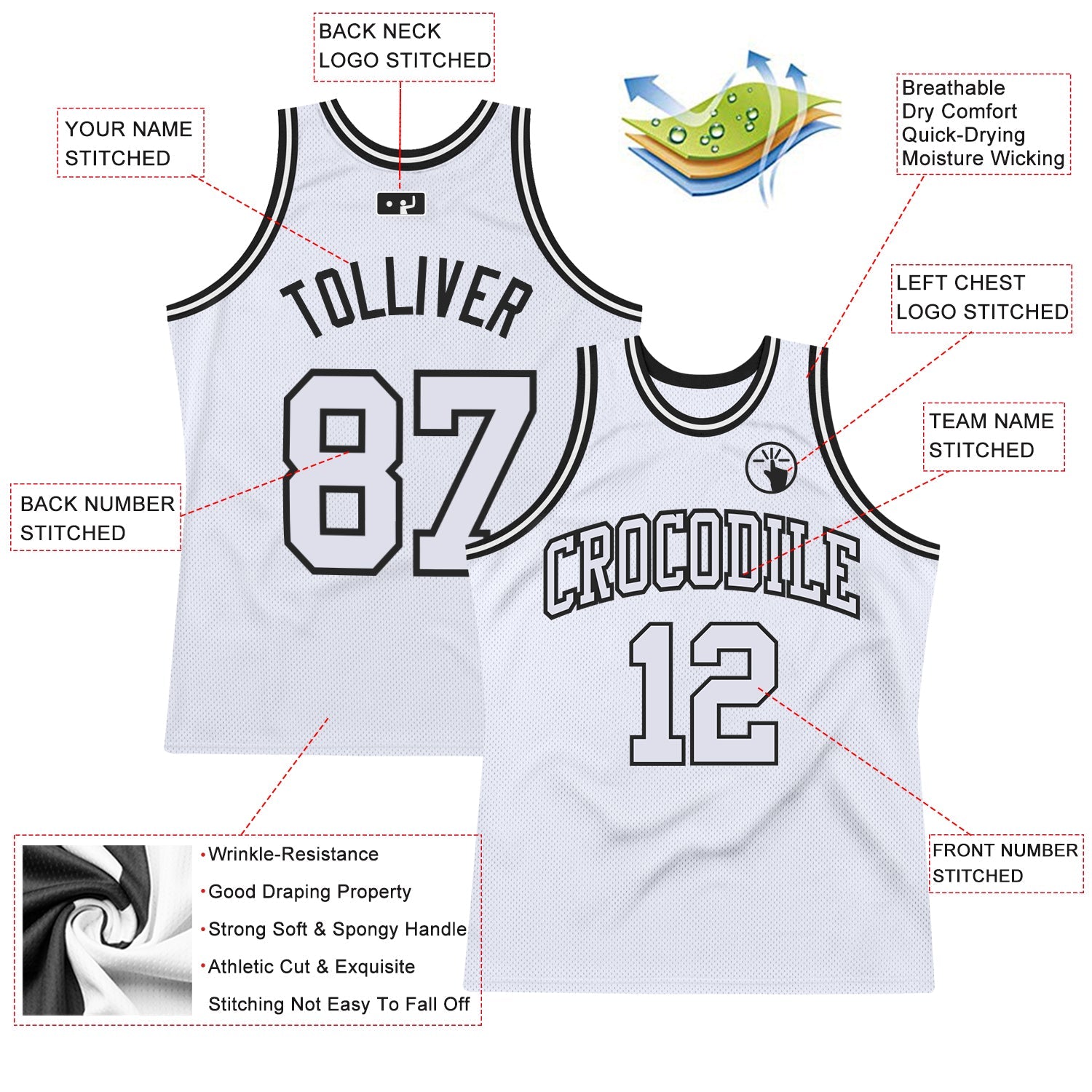 Custom White White-Black Authentic Throwback Basketball Jersey - Sky-Custom