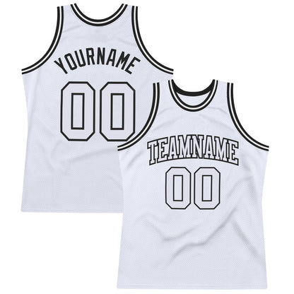 Custom White White-Black Authentic Throwback Basketball Jersey - Sky-Custom