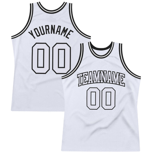 Custom White White-Black Authentic Throwback Basketball Jersey - Sky-Custom