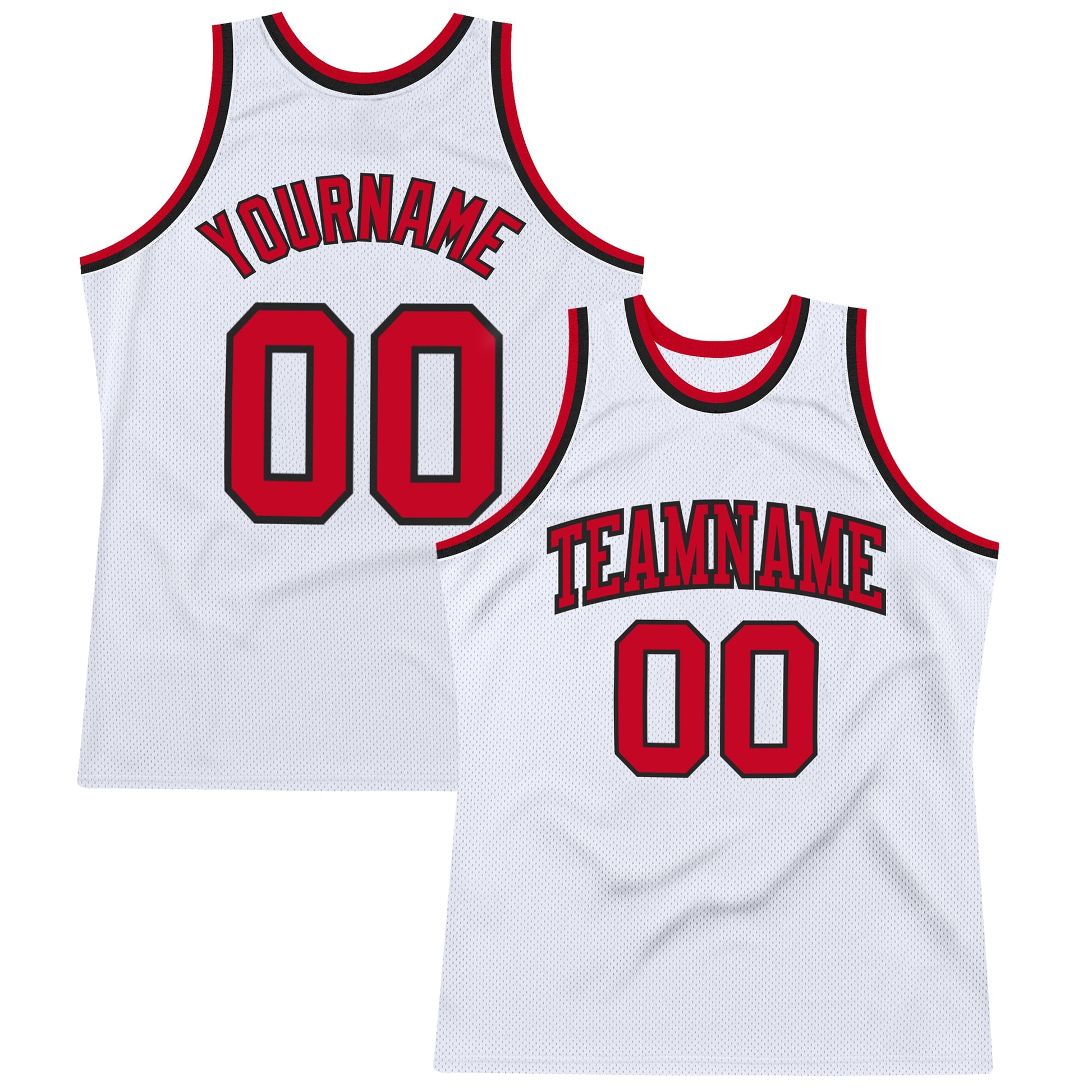 Custom White Red-Black Authentic Throwback Basketball Jersey - Sky-Custom