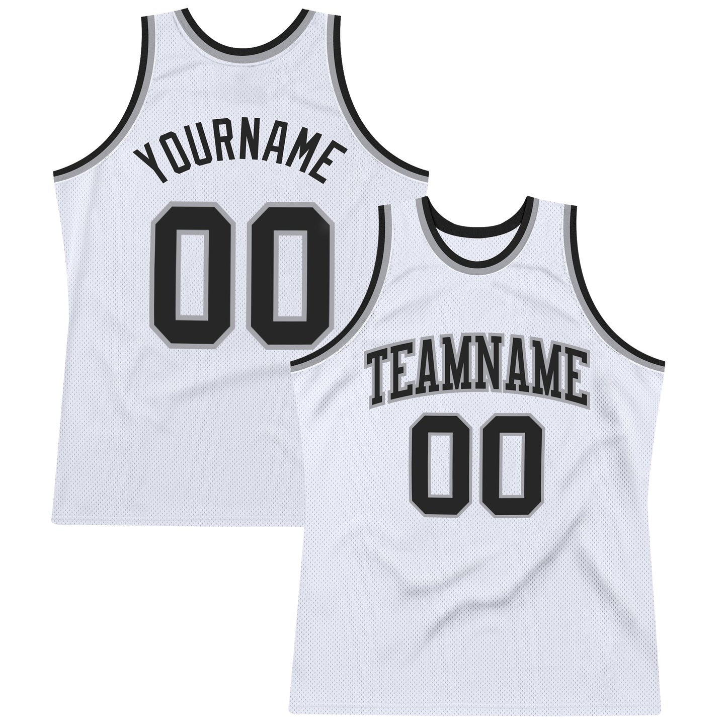 Custom White Black-Gray Authentic Throwback Basketball Jersey - Sky-Custom