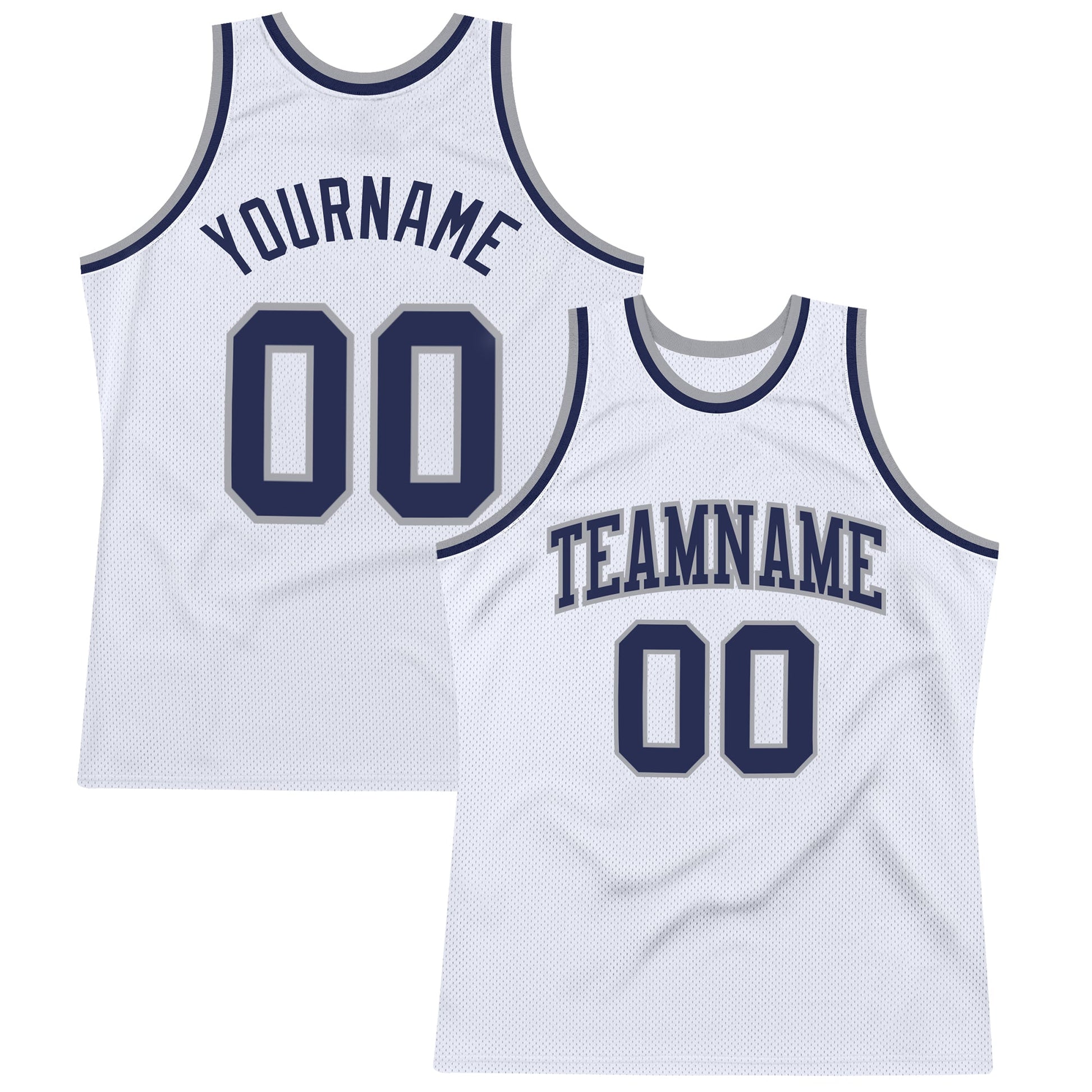 Custom White Navy-Gray Authentic Throwback Basketball Jersey - Sky-Custom