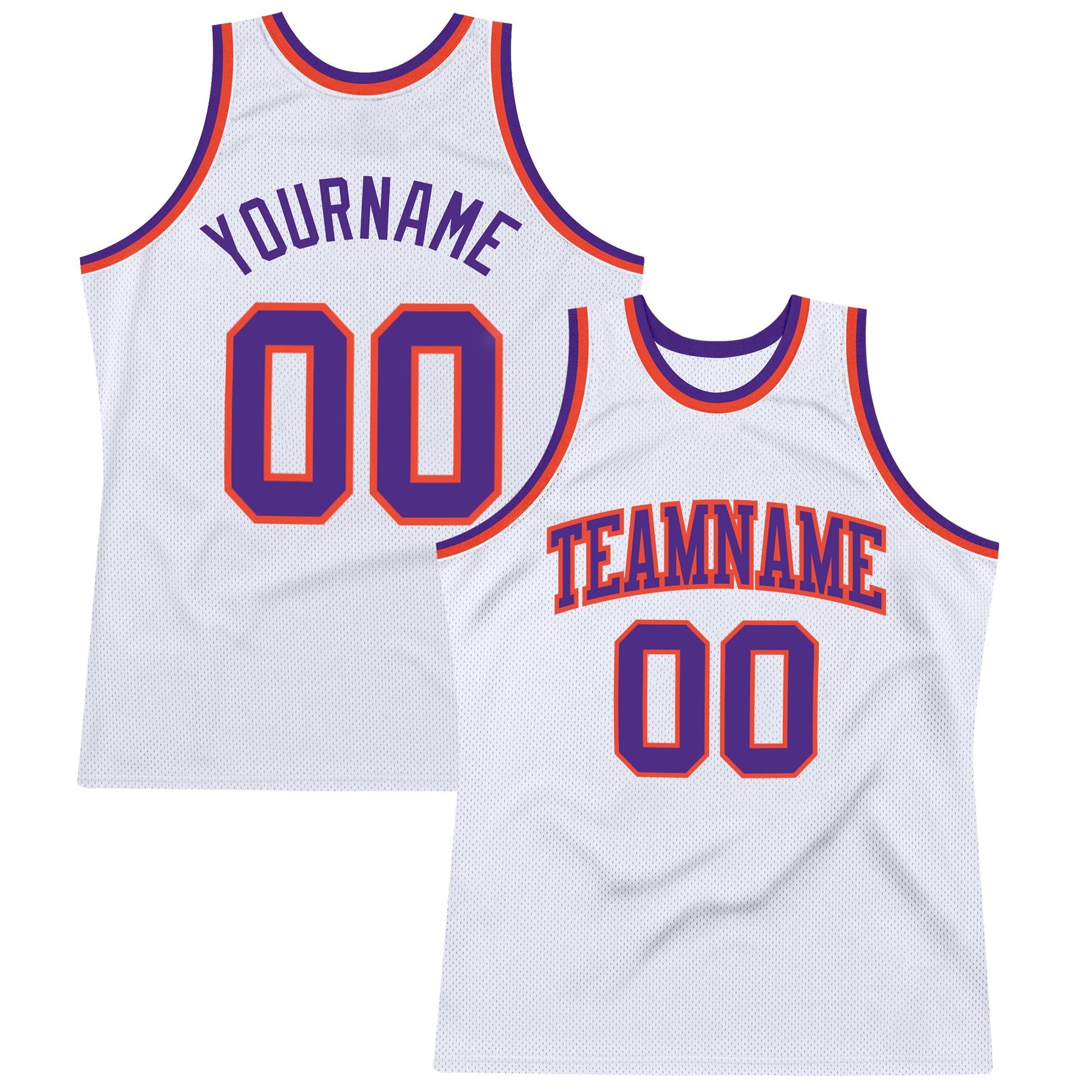Custom White Purple-Orange Authentic Throwback Basketball Jersey - Sky-Custom