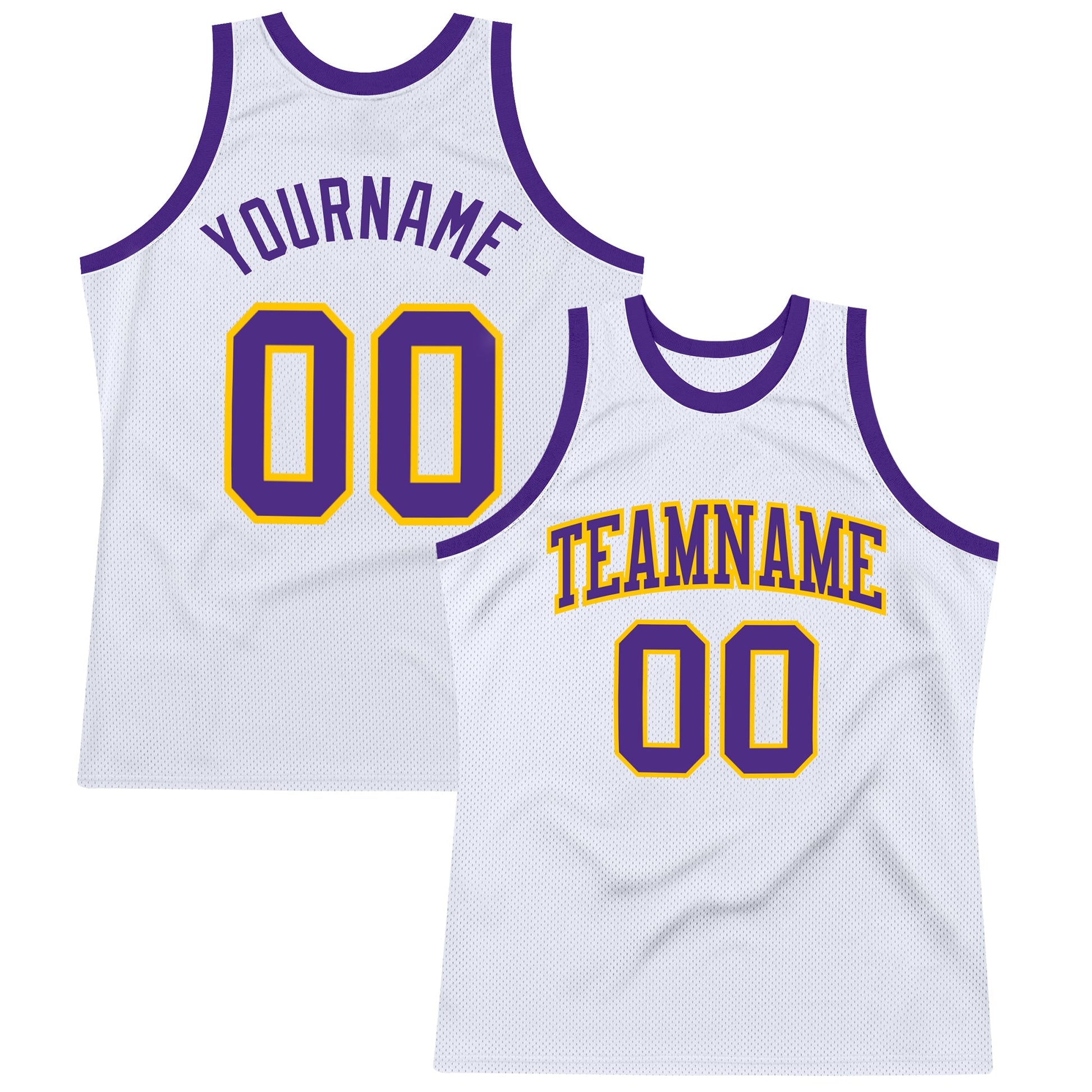 Custom White Purple-Gold Authentic Throwback Basketball Jersey - Sky-Custom